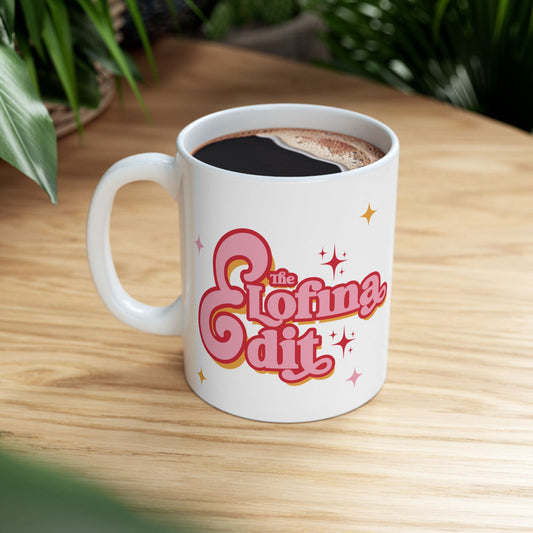 Elofina Edit Ceramic Mug – Retro Pink Sparkle Design (11oz, 15oz)