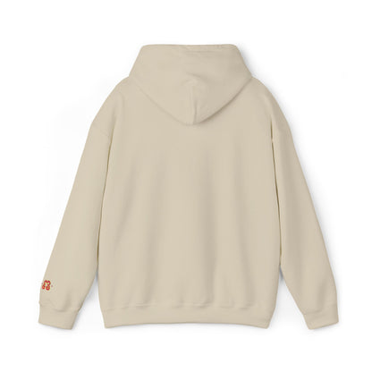 Beige zip-up hoodie sweatshirt with front hood, soft cotton blend fabric