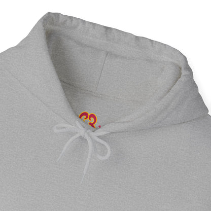 Light gray hoodie fabric close-up with soft fleece texture and front tie detail