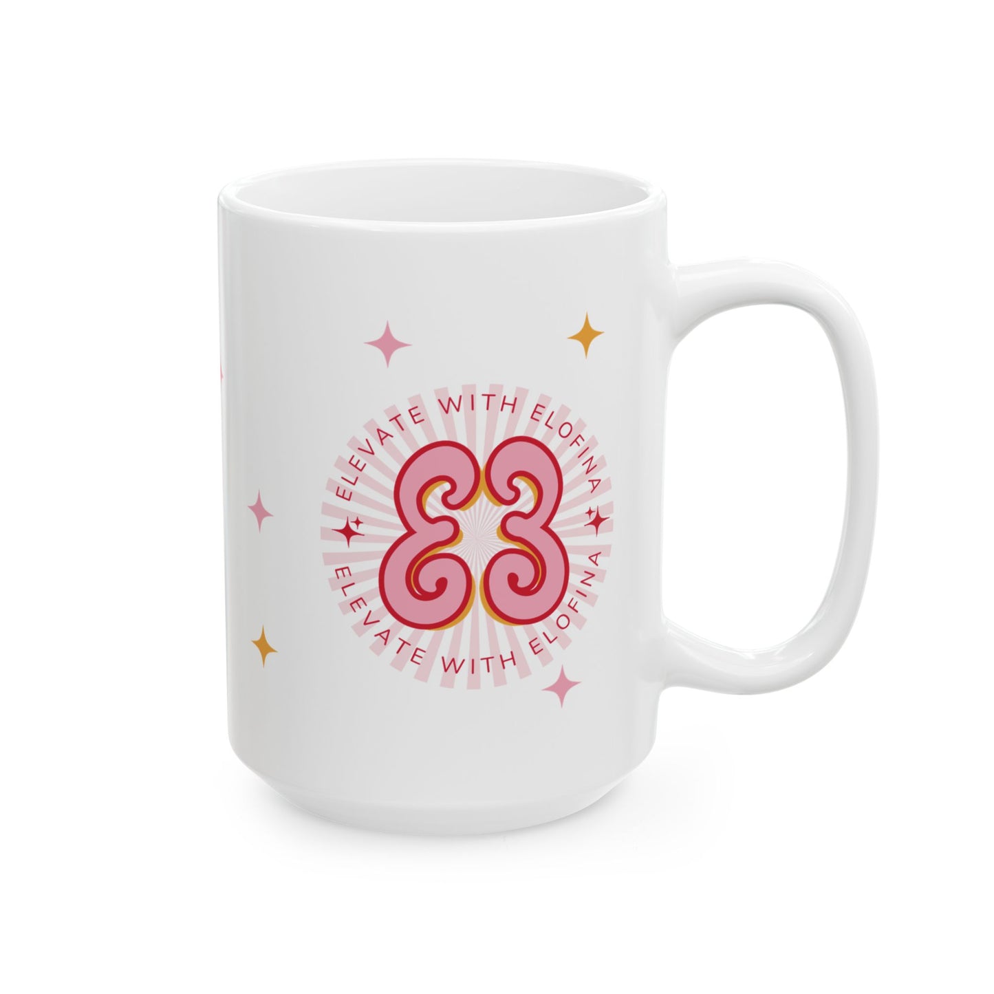 Elofina Edit Ceramic Mug – Retro Pink Sparkle Design (11oz, 15oz)