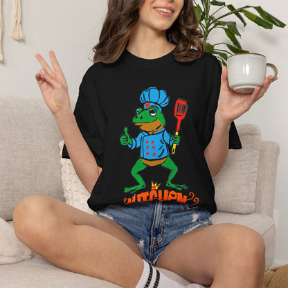 Kitchen Queen T-Shirt — Cute Frog Chef Graphic Unisex Tee