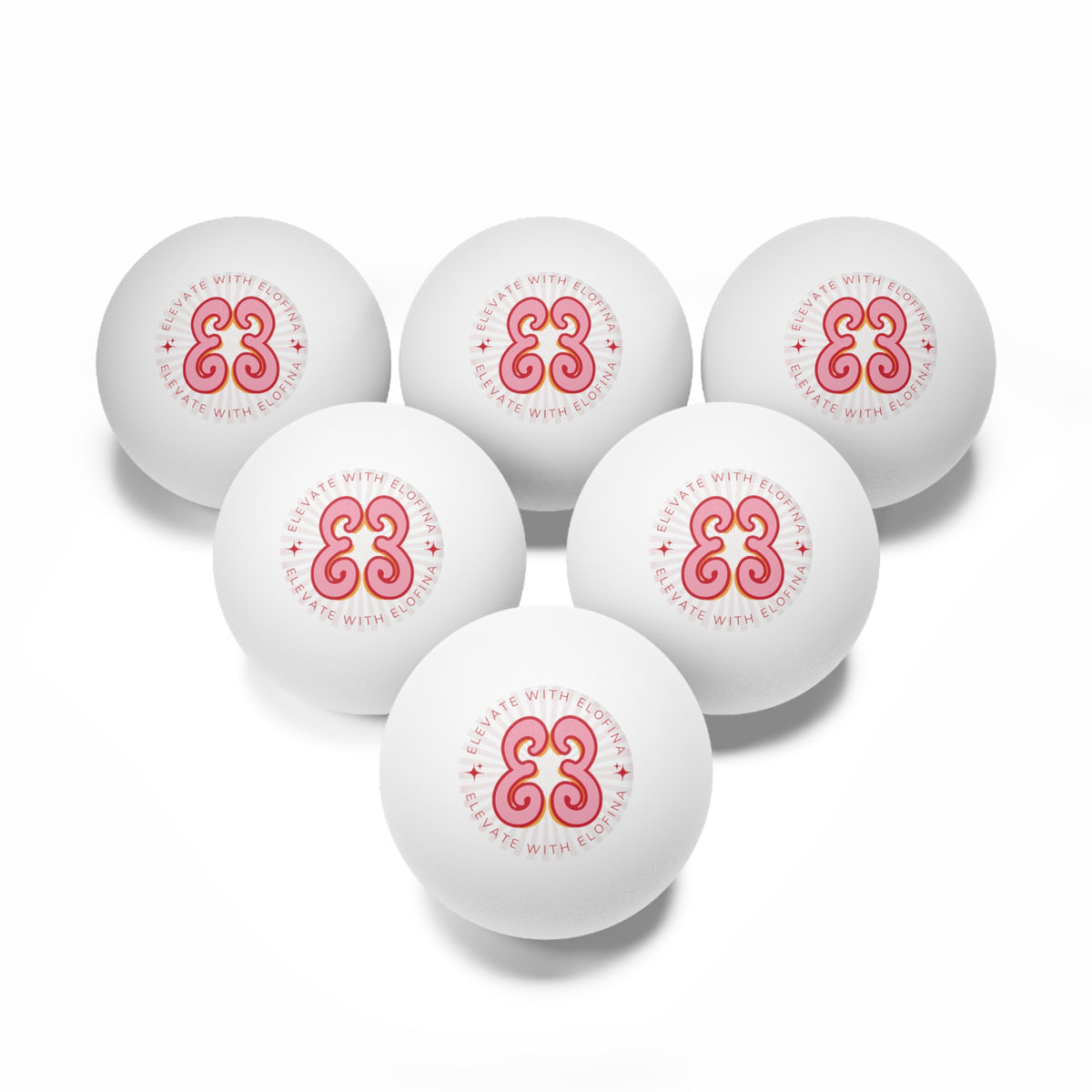 Ping Pong Balls — 'Elevate with Elofina' Logo Set (6-Pack)