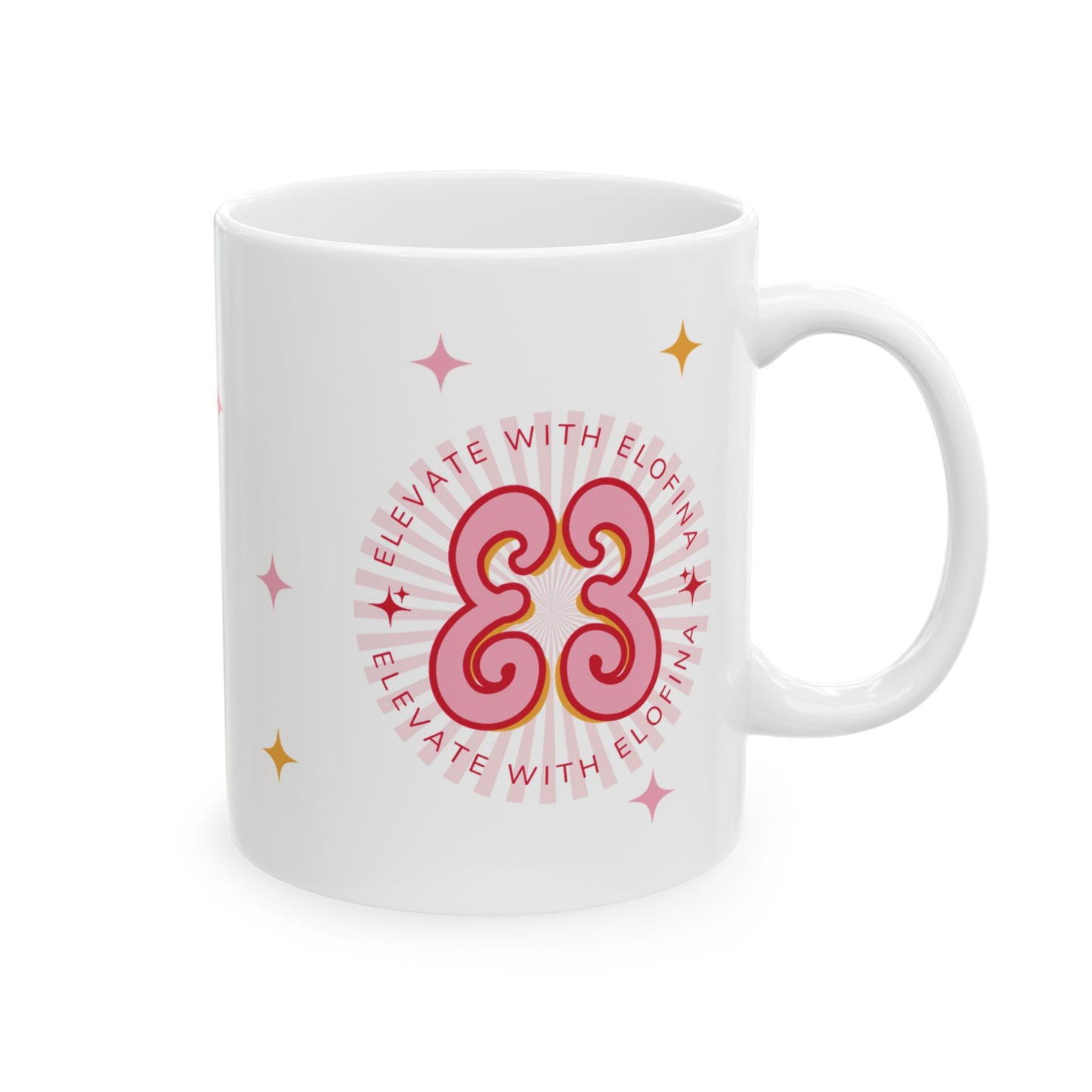 Elofina Edit Ceramic Mug – Retro Pink Sparkle Design (11oz, 15oz)