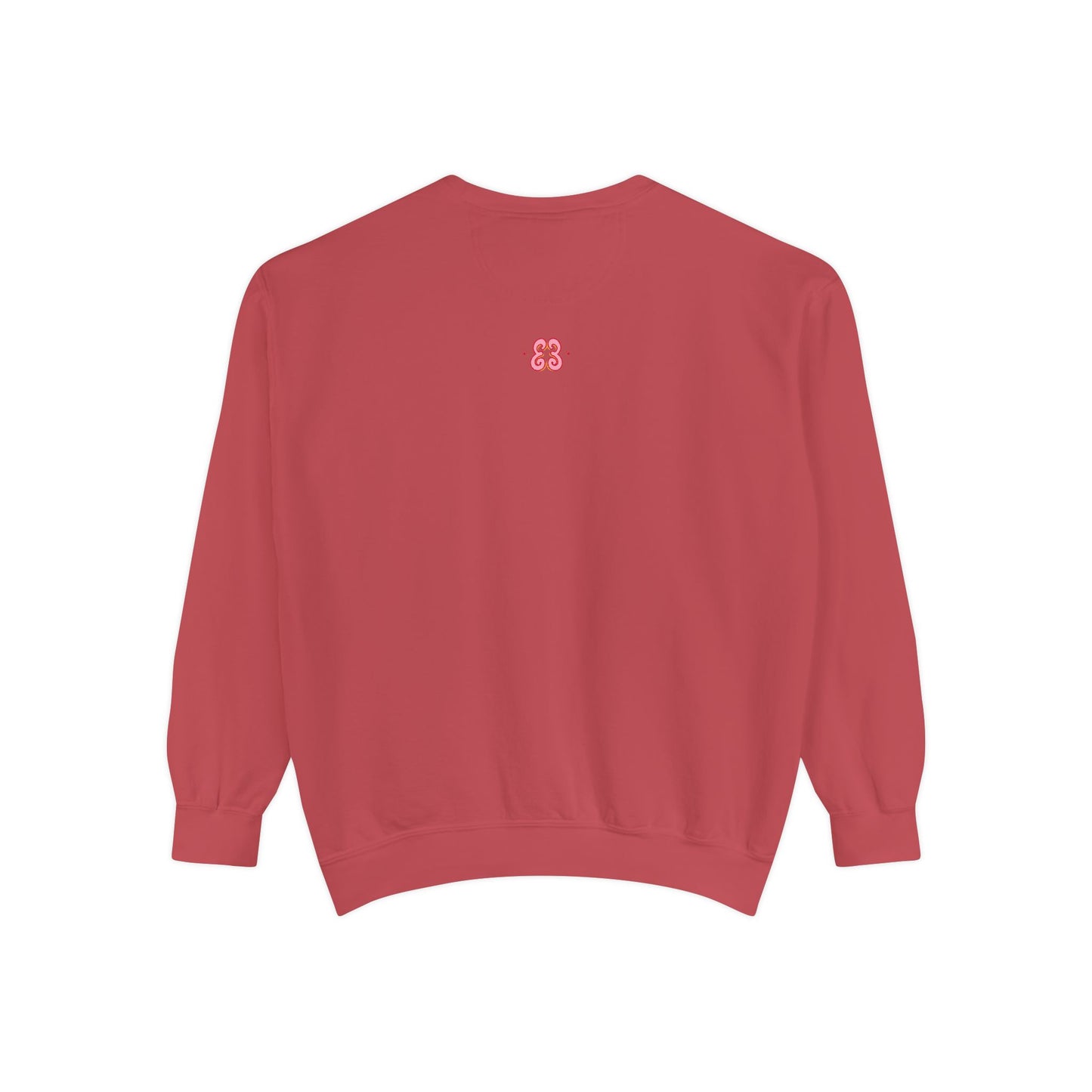 Burgundy unisex sweatshirt with embroidered heart logo, soft fleece, long sleeves