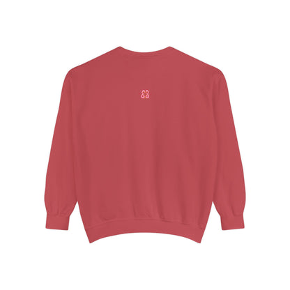 Burgundy unisex sweatshirt with embroidered heart logo, soft fleece, long sleeves