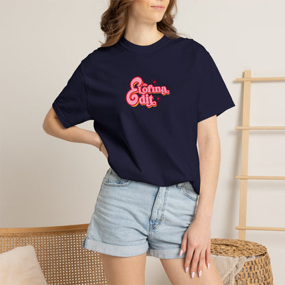 Navy T-shirt in cotton with colorful “The Lofina Edit” logo print