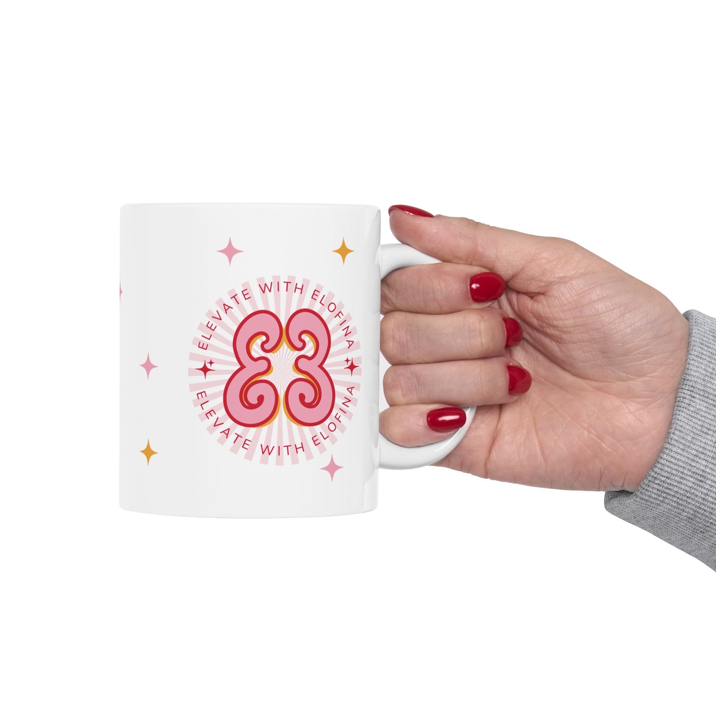 Elofina Edit Ceramic Mug – Retro Pink Sparkle Design (11oz, 15oz)