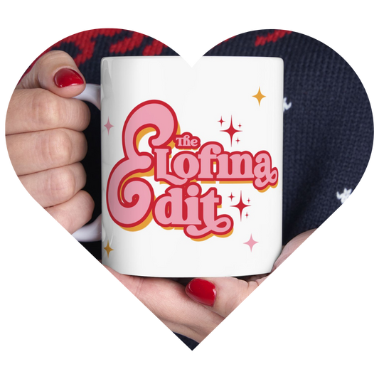 Elofina Edit Ceramic Mug – Retro Pink Sparkle Design (11oz, 15oz)