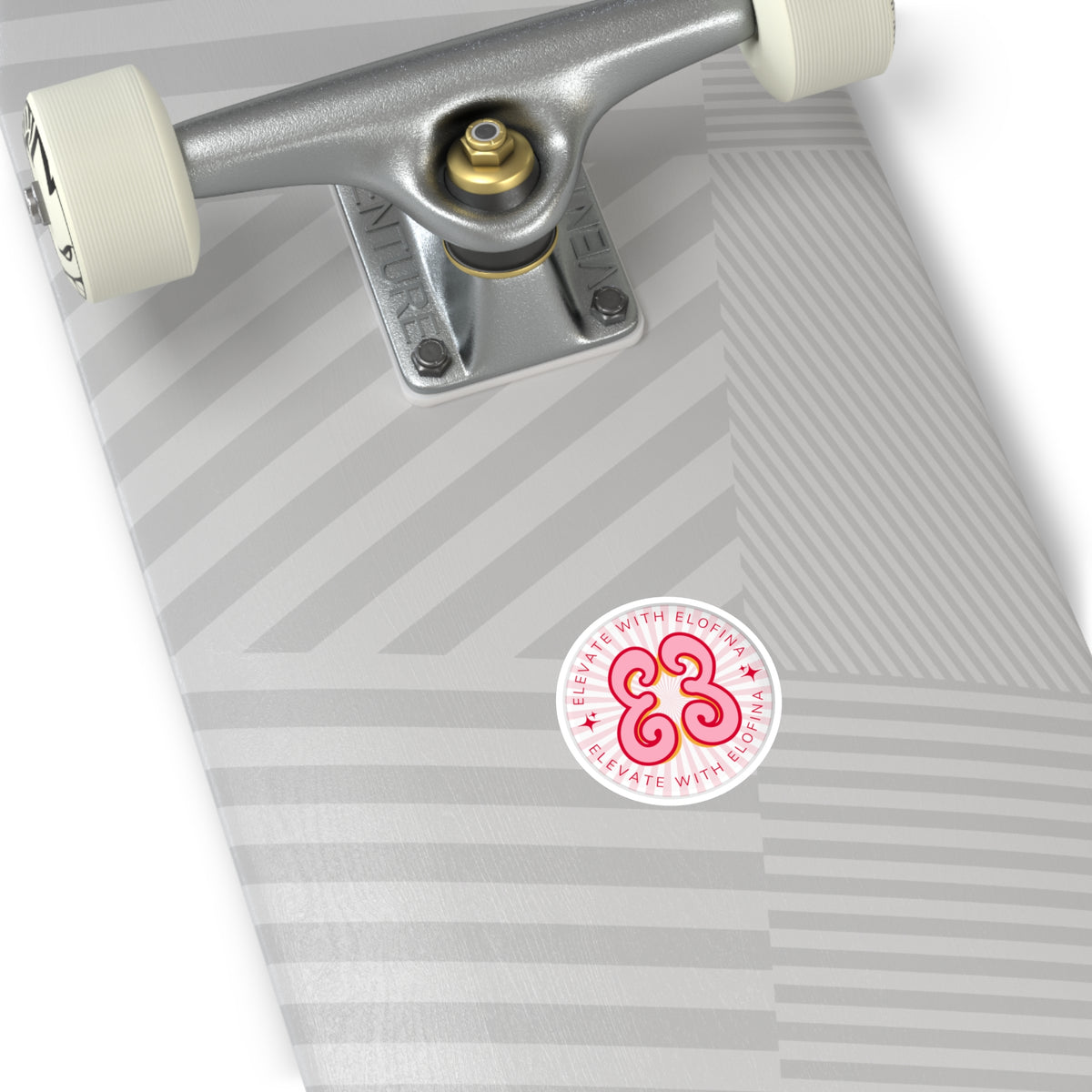 Elevate With Elofina Round Sticker (With Background) — Retro Pink Logo Decal (Indoor/Outdoor)