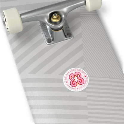 Elevate With Elofina Round Sticker (With Background) — Retro Pink Logo Decal (Indoor/Outdoor)