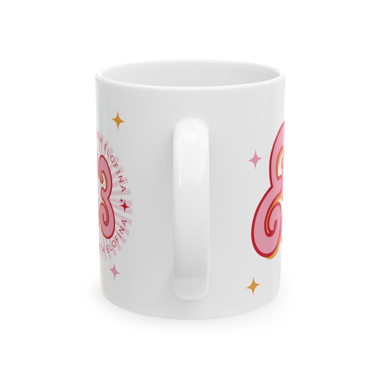 Elofina Edit Ceramic Mug – Retro Pink Sparkle Design (11oz, 15oz)