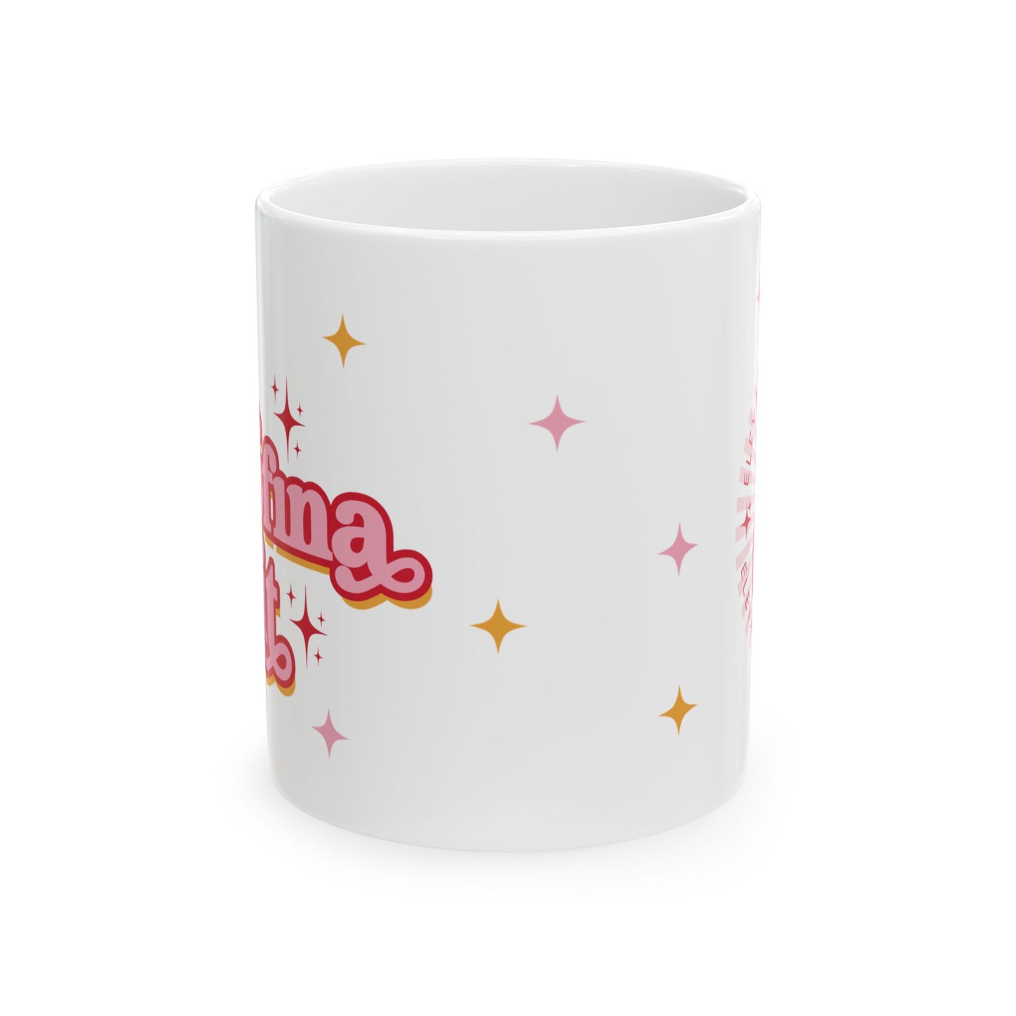 Elofina Edit Ceramic Mug – Retro Pink Sparkle Design (11oz, 15oz)