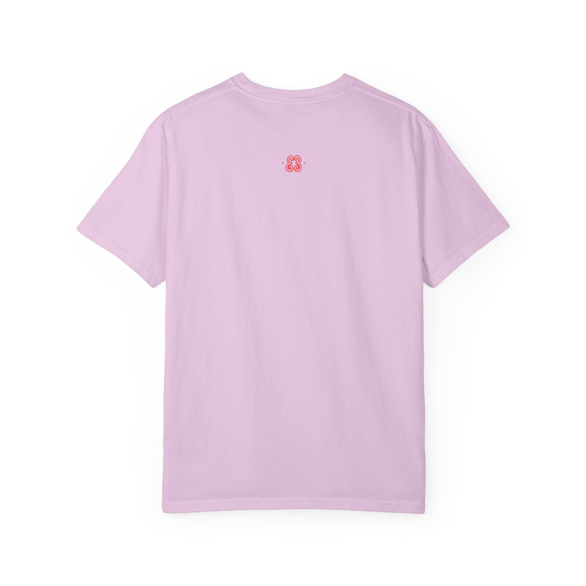 Light purple t-shirt with pink monogram E3 logo, short-sleeve cotton blend
