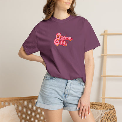 Lofinaait Girls T-shirt in purple cotton with colorful logo print