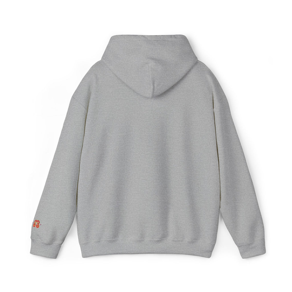 Gray hoodie sweatshirt in soft fleece knit with front kangaroo pocket and hood