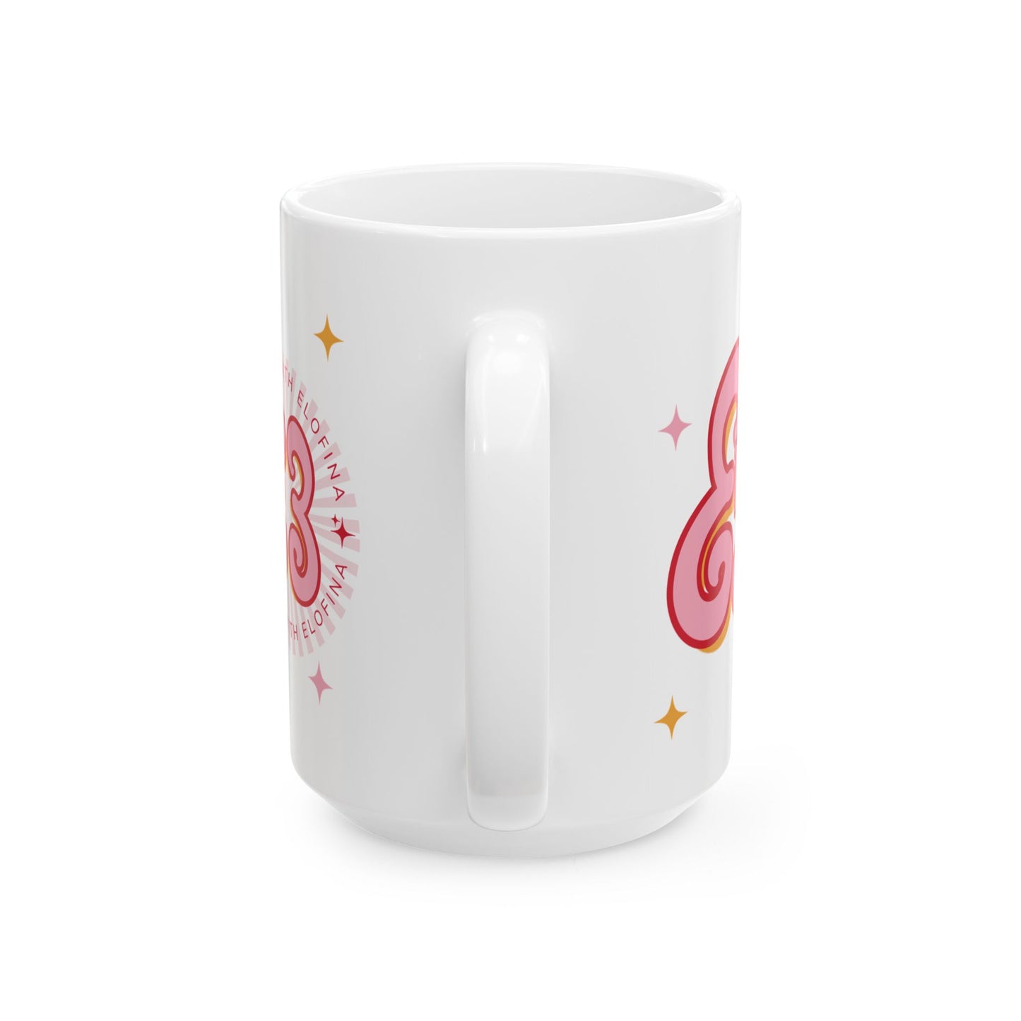 Elofina Edit Ceramic Mug – Retro Pink Sparkle Design (11oz, 15oz)