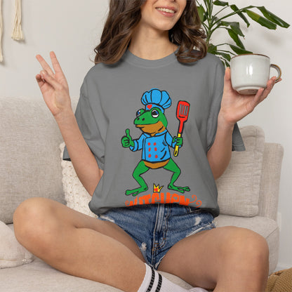 Kitchen Queen T-Shirt — Cute Frog Chef Graphic Unisex Tee