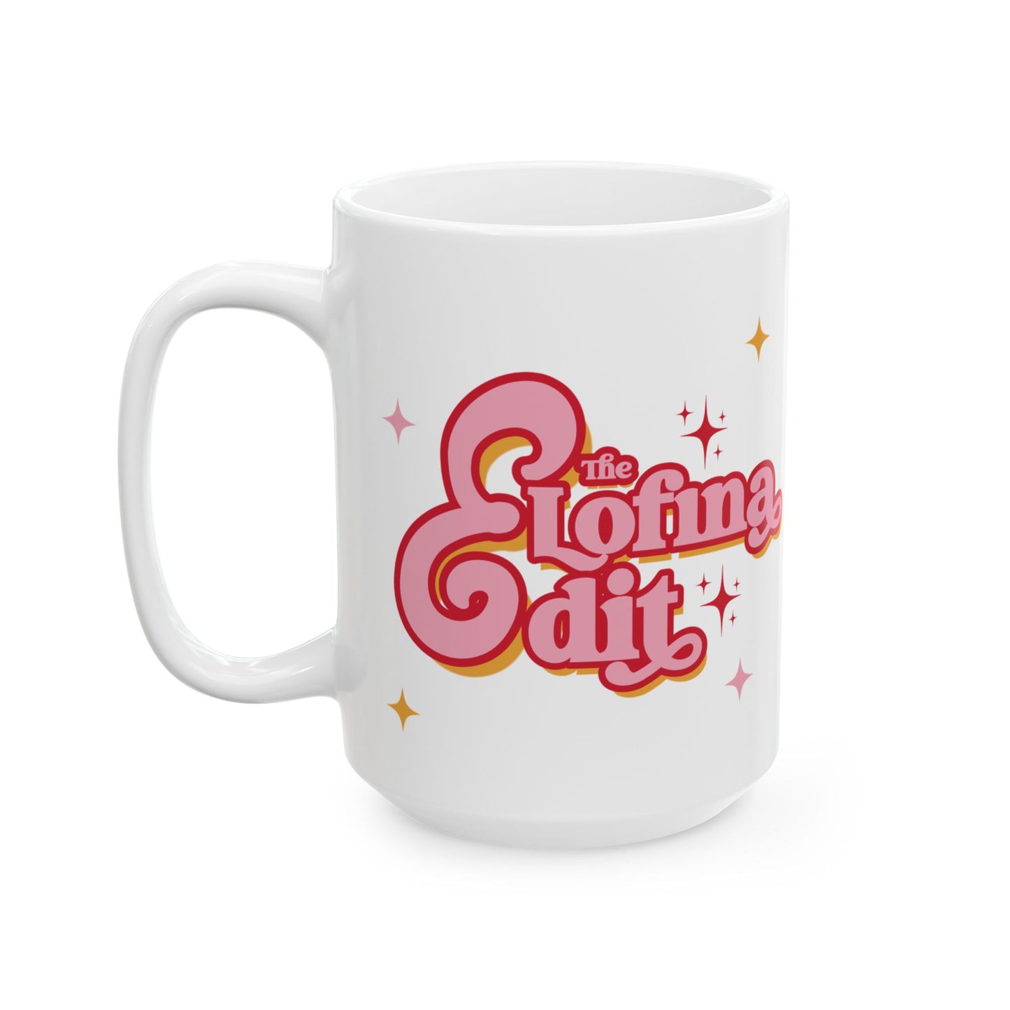 Elofina Edit Ceramic Mug – Retro Pink Sparkle Design (11oz, 15oz)