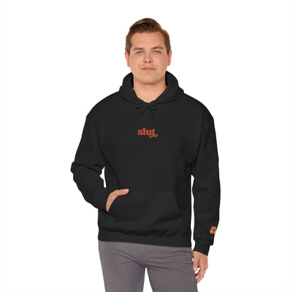 Black hoodie sweatshirt in cotton blend with red Slut logo and drawstring hood