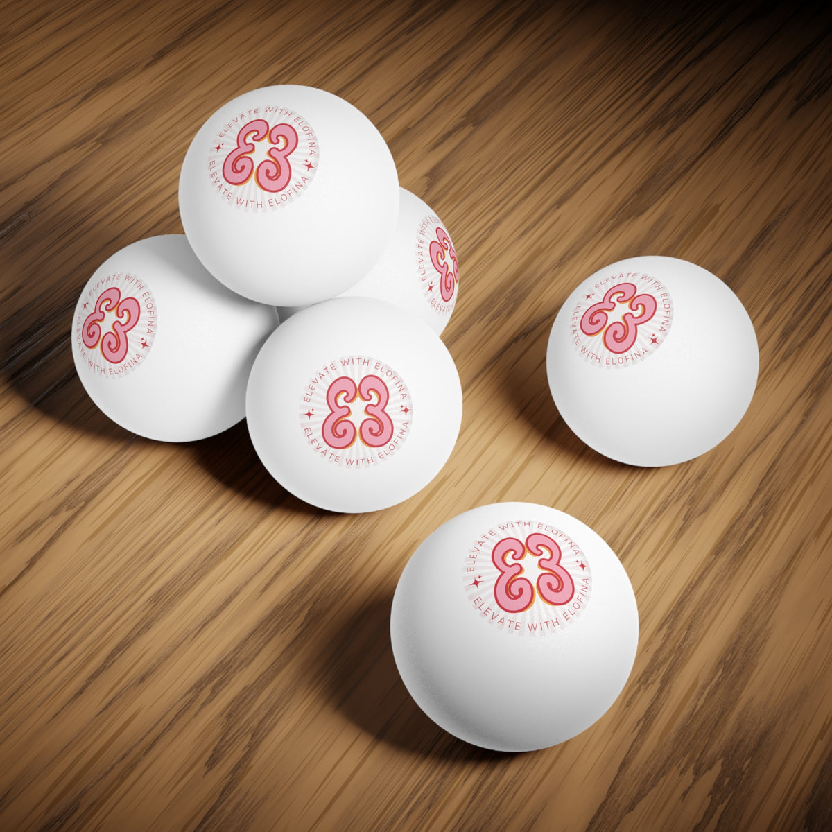 Ping Pong Balls — 'Elevate with Elofina' Logo Set (6-Pack)
